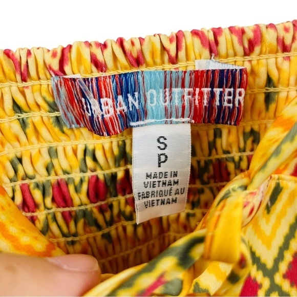 Urban Outfitters Mariah Lace Up Yellow Print Midi Slip Dress Size S - Picture 9 of 10